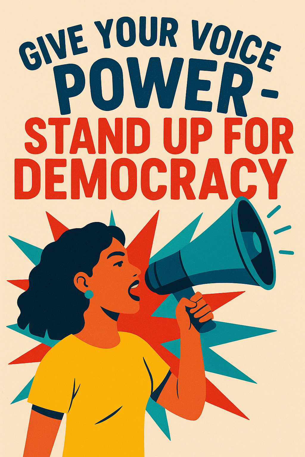 Plakat Give your voice power - stand up for democracy