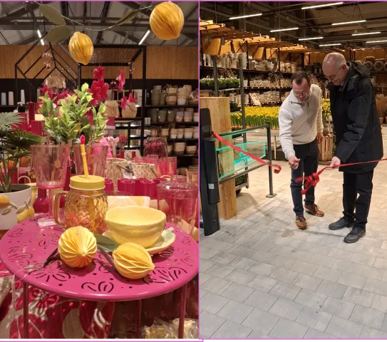 Am Abend des 18. März war die offizielle Eröffnungsfeier des neuen Kutter Gartencenters, auf dem Bild schneiden der Inhaber des Familienbetriebs, Michael Kutter und sein Sohn ein rotes Band durch